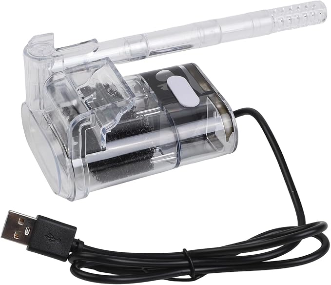 USB Aquarium Filter External for hang-on Back Waterfall for 3-5mm Glass Tanks, Adjustable Flow 250L/H Quiet Circulation Pump with Large for media Compartment, Clear Plastic