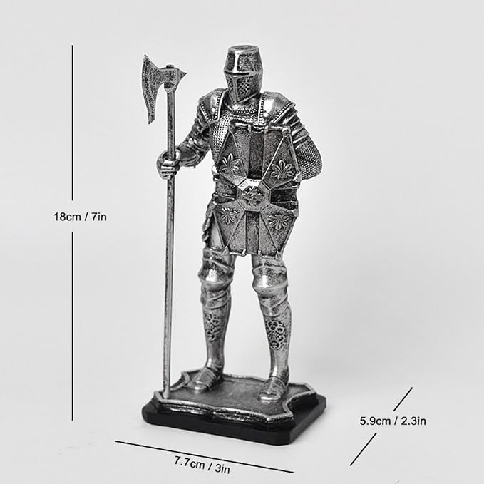 Desktop Aquarium Tank Clear Fish Bowl Vase Collectible Resin Knight Figurine Container Small Desktop Display Suitable for Living Room Office Bedroom D