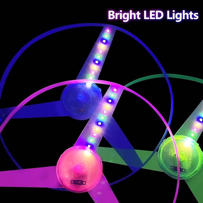 M.best 24 Sets LED Flying Set, Fun Flying Saucers Toys for Kids with Flashing Lights, Flying Toy Outdoor Toys Glow in The Dark Party Supplies Party Favors for Kids 4-8 8-12