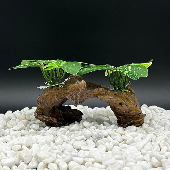 Fish Tank Decorations Aquarium Decor Ornaments Betta Silk Leaf pad Hammock Artifical Driftwood Cave Goldfish Bowl Accessories (Type-D)