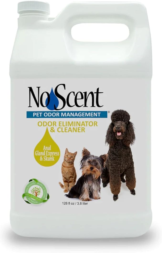 No Scent Anal Gland Express & Skunk Spray Pet Fur Cleaner for Dogs & Cats (128 Fl Oz / 3.8 Liters)