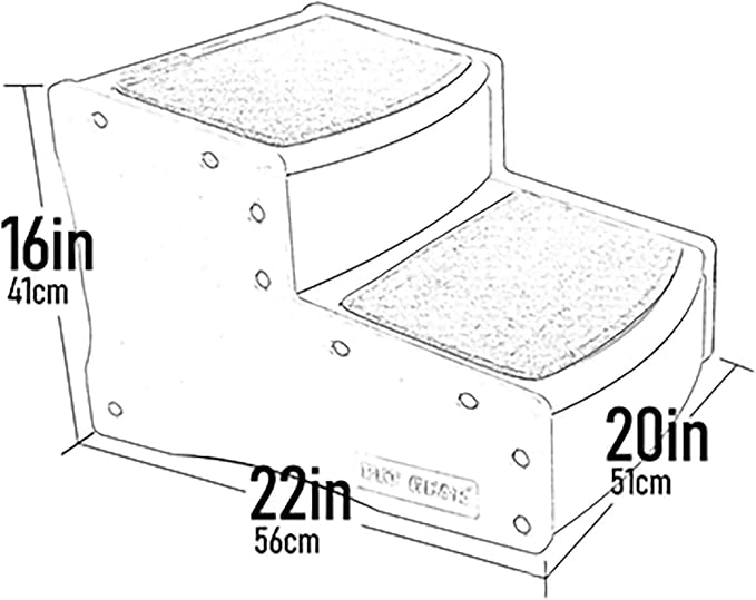 Pet Gear Easy Step II Extra Wide Pet Stairs, 2 Step for Dogs/Cats up to 200 pounds, Removable/Washable Carpet, Easy Assembly (No Tools Required), Fog