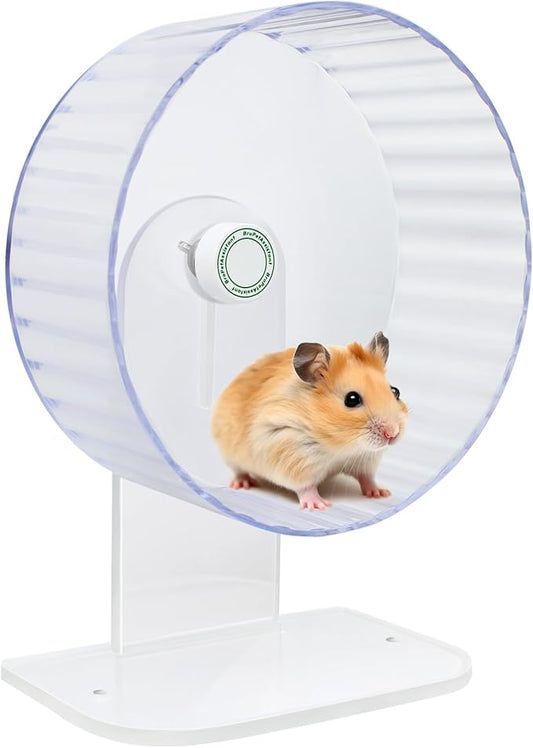 Silent Hamster Wheels - Syrian Hamster Wheel, Hamster Wheel Car, 8.7 Inch Hamster Wheel, Fully Transparent, Height Adjustable, Quiet Wheels for Various Small Animals (Medium)