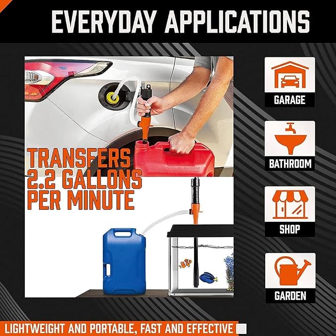 HORUSDY Battery Portable Battery Operated Gas & Water Pump, Powered Fuel Transfer Pump, 2.2GPM Gasoline & Liquid Siphon Pump, Automatic Gas Pump for Gas Can & Tank, Handheld Liquid Transfer Pump