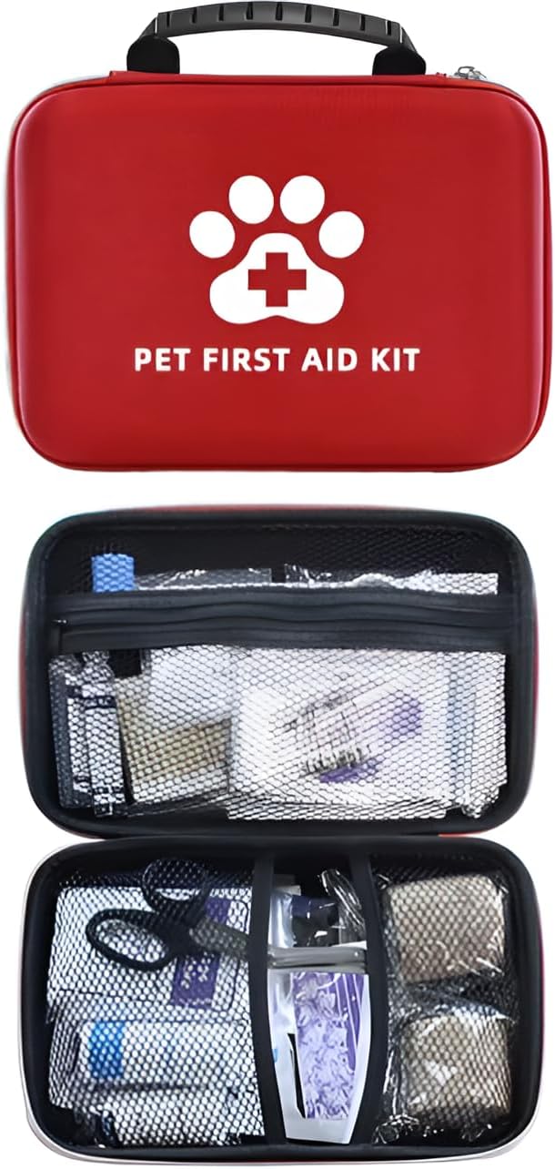 PAWSPLAY Pet First Aid Kit for Dogs & Cats, 101-Piece Emergency Kit with Bandages, Wound Care, Tick Remover, Nail Clipper, Portable Waterproof Travel Kit for Hiking, Camping, Car & Home Safety
