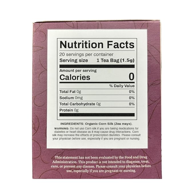 Organic Positively Botanicals Company, Corn Silk Herbal Tea Bags, 20 Count