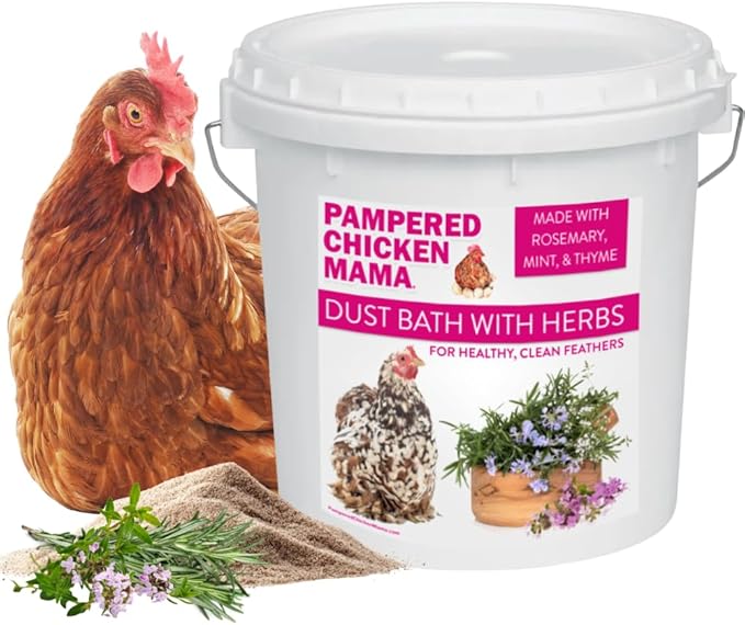 Pampered Chicken Mama Herbal Dust Bath for Chickens for Clean Feathers (8 pounds) | Natural Poultry Supplies for Chicken Coops (8 pounds)
