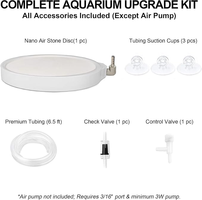 5.1 Inch Air Stones for Aquariums, Aquarium Bubbler Fish Tank Oxygen Diffuser, Stainless Steel Nozzle Nano Atomization Disc for Freshwater Saltwater Hydroponics DWC Pond, 20-75 Gallon Tank