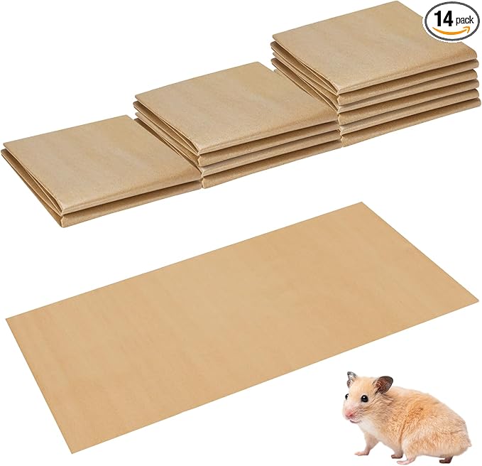 AmazingSpark 14 Pcs Guinea Pig Cage Accessories Include 12 Pcs 4.1 x 2.1 ft Disposable Guinea Pig Cage Liner 2 Pack 35 oz Pet Shavings Bedding Waterproof Kraft Bottom for Small Animal Hamster Rabbit