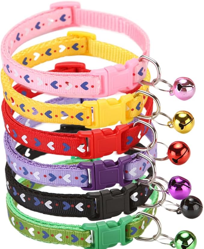 XXS Dog Collar with Bell,Soft Nylon Identification Red Cat Collar Girl Puppy Collar with Bells Adjustable Buckle for XXS Xs Tiny Little Pet Female Dogs,Neck 7.5-12.5 Inch