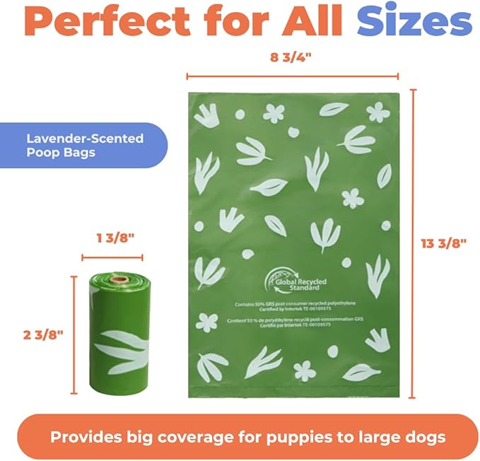 Best Pet Supplies Dog Poop Bags for Waste Refuse Cleanup, Doggy Roll Replacements for Outdoor Puppy Walking and Travel, Leak Proof and Tear Resistant, Thick Plastic - Green (Scented), 300 Bags
