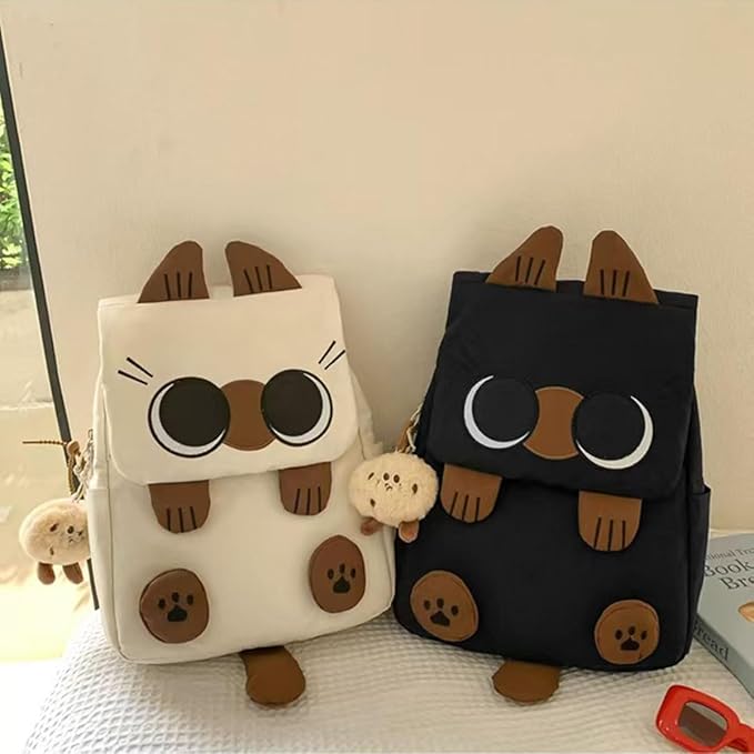 Cute Cat Backpack - Lightweight Laptop Bag, Large Capacity Student & Travel Backpack for Adults/Kids Give away cat pendants