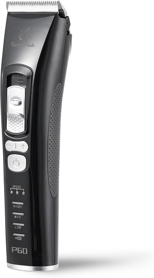 FENICE PEAK Dog Grooming Clippers for Thick Heavy Coats 3 Speeds Low Noise Pet Grooming Kit Cat Eletric Clipper with 10FC Ceramic & Stainless Steel Blade,Black