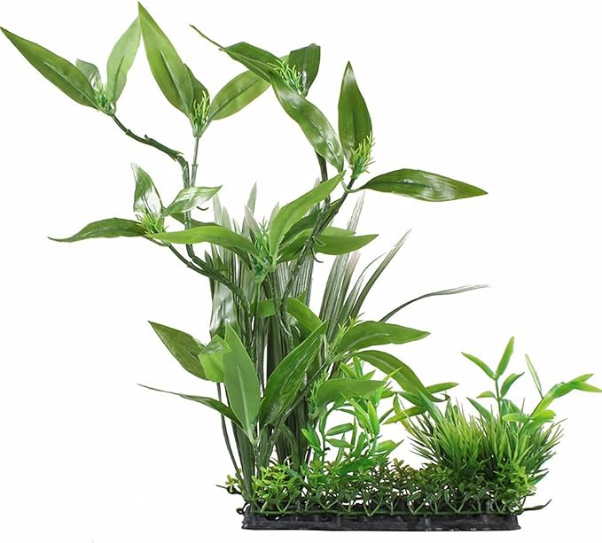 CNZ Aquarium Decor Artificial Plastic Plant Green 13" Tall | Fish Tank Decoration, Ornament