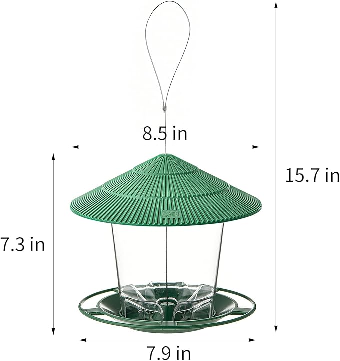 Hanizi Bird Feeder Outdoor Hanging for Wild Bird Seed, Green