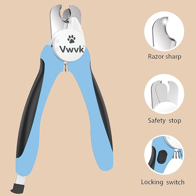 Dog Cat Nail Clippers & Trimmers LED Light Illuminates Nails/Bloodline, Quick Sensor Safety Guard to Avoid Over Cutting, Extra Sharp Blade for Thick Nails, with Free Nail File(Blue)