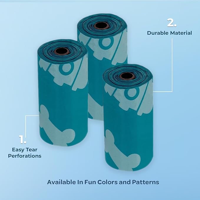 Best Pet Supplies Dog Poop Bags for Waste Refuse Cleanup, Doggy Roll Replacements for Outdoor Puppy Walking and Travel, Leak Proof and Tear Resistant, Thick Plastic - Turquoise, 150 Bags