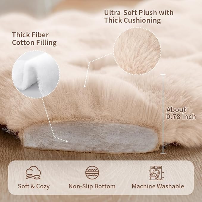 SOMAHE Cat Bed Mat, Soft Plush Faux Fur Kneading Pet Bed, Machine Washable Cat Sleeping Pad for Indoor Cats & Kittens, Non-Slip Fluffy Cat Rug for Couch Sofa Floor, 23x15 Inch White