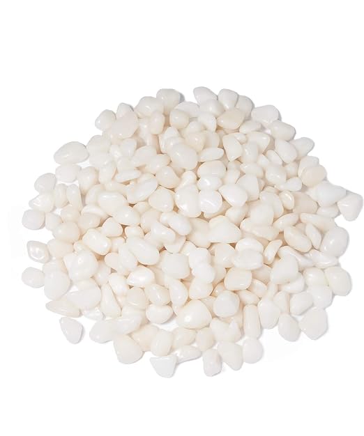 GASPRO 5 lb Highly Polished White Pebbles & Stones - 3/8" Small Decorative Rocks for Indoor Plants, Succulents, Vases, Terrariums & Home Decor