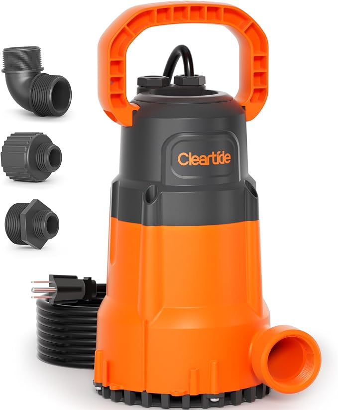 1 HP Submersible Utility Water Pump, 4500 GPH Sump Pump, Portable Plug and Work for Pond, Garden Watering, Pool or Hot Tub Water Transfer
