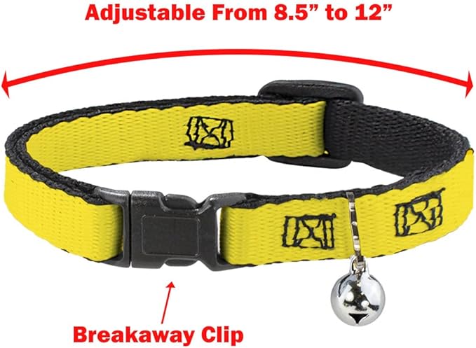 Buckle-Down Breakaway Cat Collar with Bell, Plastic Clip, Easy Adjustable, Tennis Balls Stacked, 8.5 to 12 Inches 0.5 Inch Wide