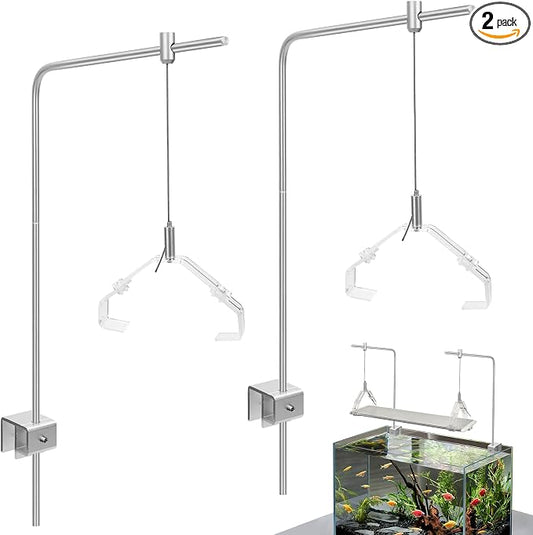 2Pcs Aquarium Light Rack, Adjustable Aquarium High Brightness Light Hanging Holder Kit for Freshwater & Saltwater Fish Tanks