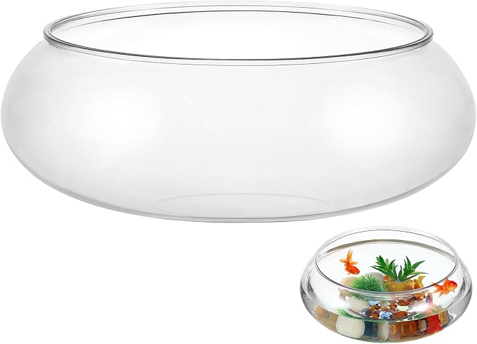 SEWACC Clear Acrylic Fish Bowl Desktop Aquarium Tank for Betta Goldfish Plants Office and Home Decor 9.52 X 9.52 X 3.93 in