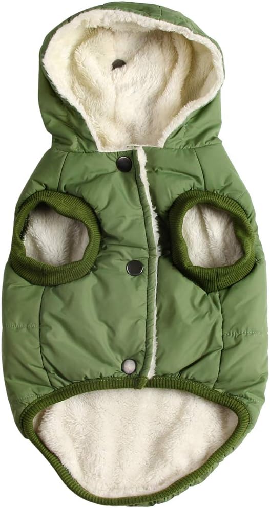 Vecomfy Fleece Lining Extra Warm Dog Hoodie in Winter for Large Dogs Jacket Pet Coats with Hooded Green XXXL