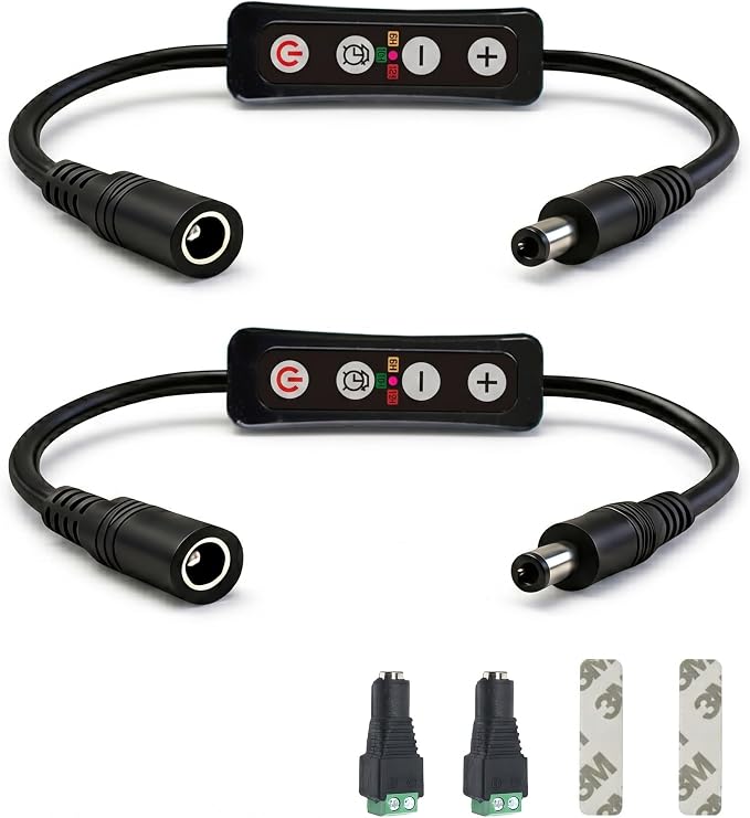 Aquarium Light Timer&Dimmer, Fish Tank Light Controller, 2 Pack | 6/10/12 Hour Auto On/Off, Sunrise Sunset Simulation, Manually Brightness Control 10-100%, 5.5mm x 2.1mm DC Barrel Connector