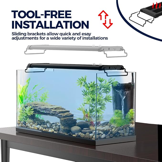 Smart LED Aquarium Light with App Control, Full Spectrum RGB, Bluetooth Enabled, Programmable Timer, Black, for Fish Tanks (WCL30-36B)