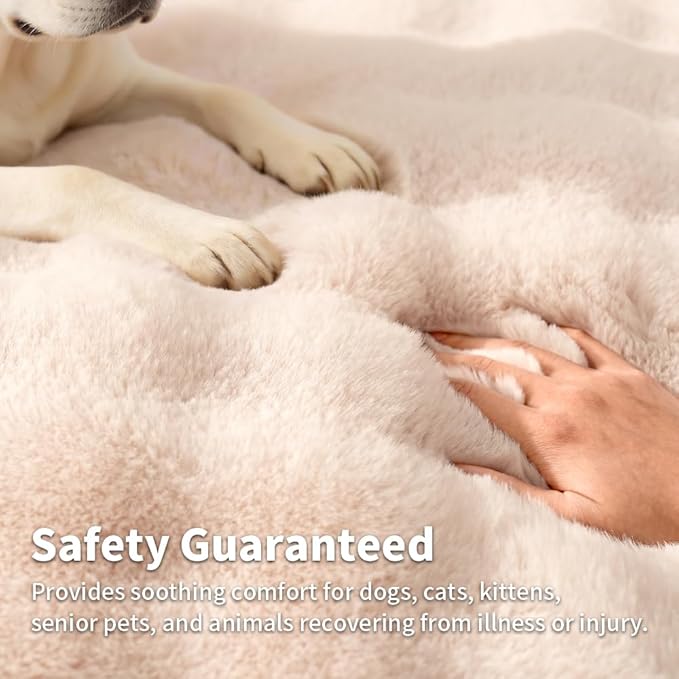 SOMAHE Large Dog Bed Mat, Extra Large Plush Faux Fur Washable Pet Bed for Large Dogs, Non-Slip Fluffy Dog Mat – Machine Washable XL Dog Sleeping Pad for Large Breeds, 35 x 27 Inch White