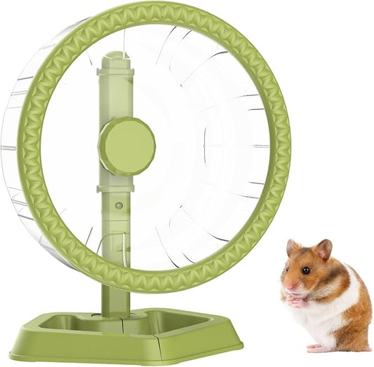 Hamster Wheel, Quiet Spinner Hamster Running Exercise Wheel with Adjustable Stand for Small Animals Syrian Dwarf Gerbils Mice (Green, Large(9.4 inch))