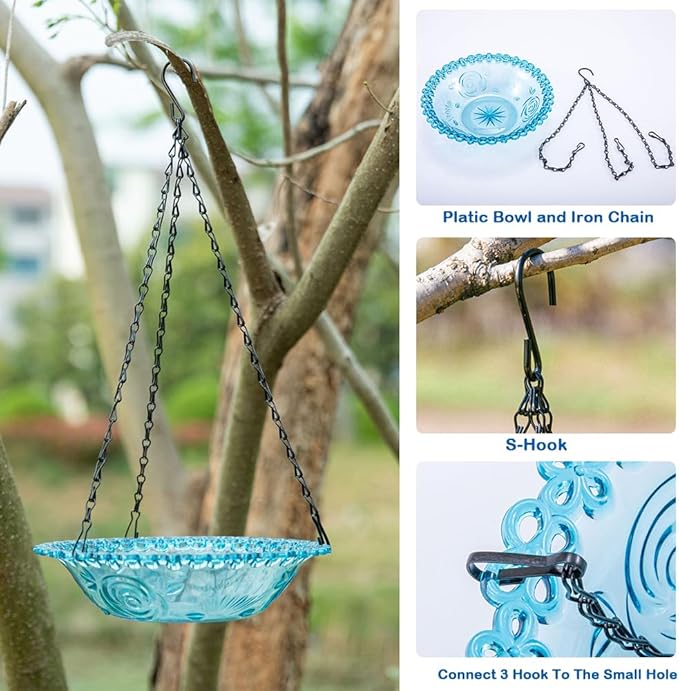 Seed Catcher for Bird Feeders, 20'' Bird Feeders for Outdoors Hanging, Birds Feeder Seed Catcher Tray with Adjustable Hanging Hook for Outdoor Garden Accessories (Grey Pink)