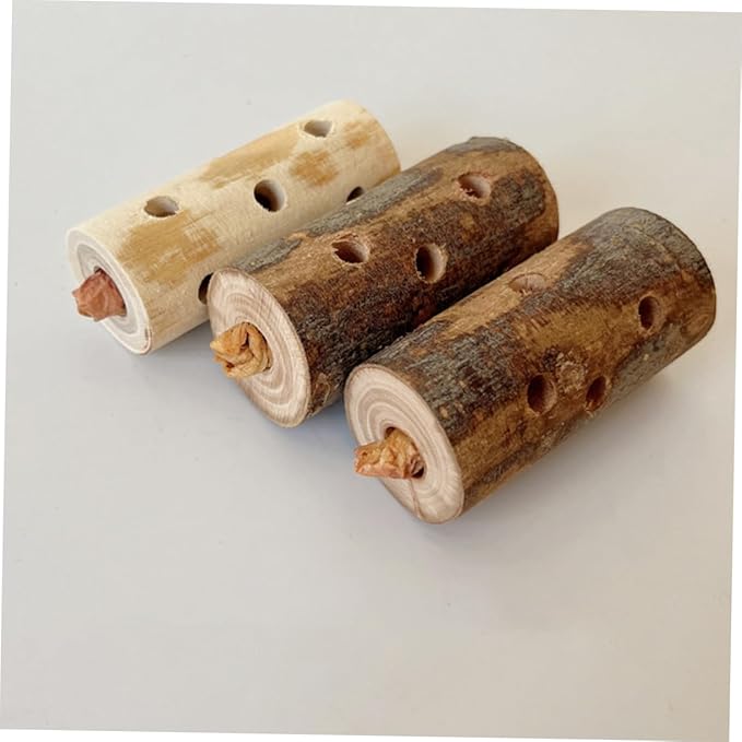 ibasenice 2pcs Handmade Pet Chew Toys Apple Wood Nibbling Stick for Hamster Guinea Bunny Parrot Safe