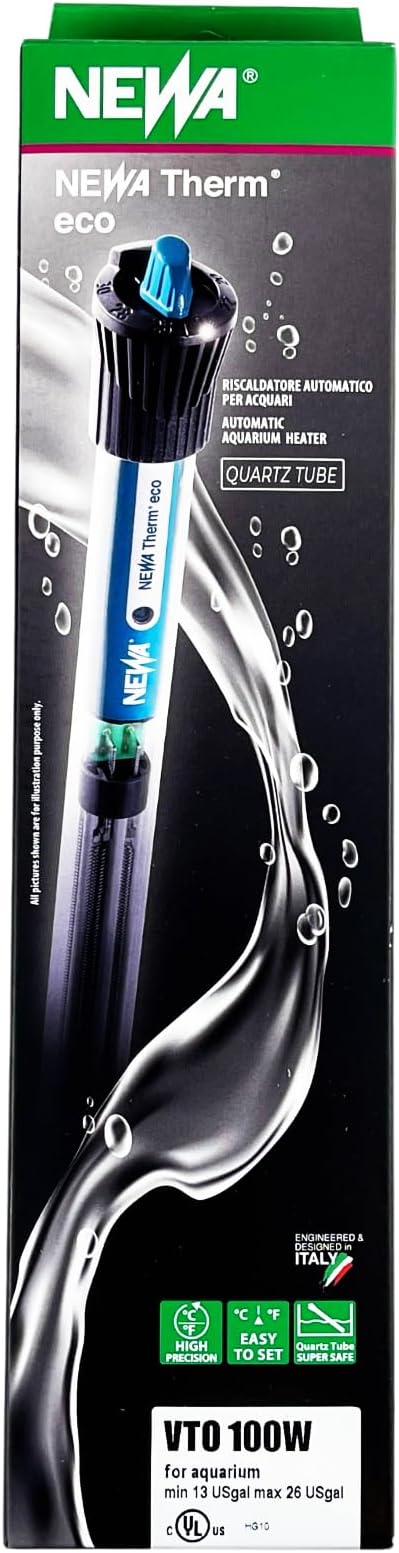 Newa Therm Eco Heater Submersible Adjustable Aquarium Heater with Suction Cup, 100 watt