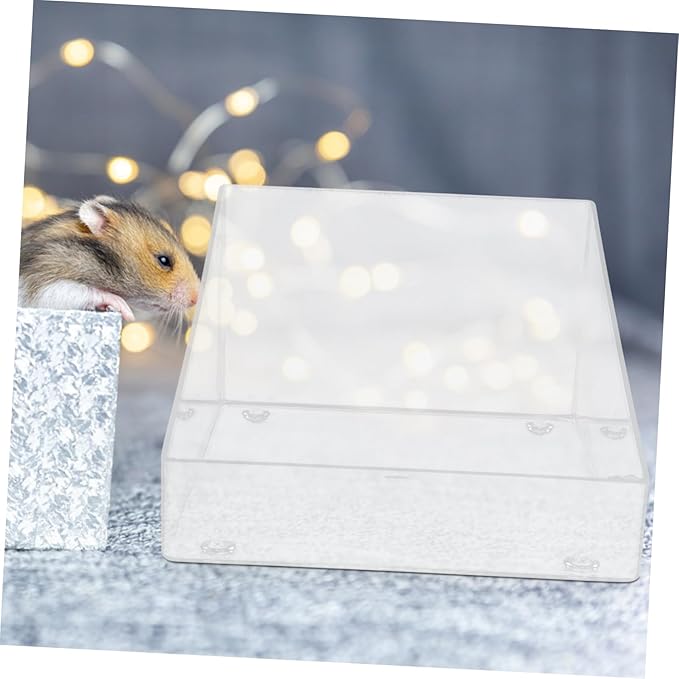 Hamster Sand Bath Box Semi-Closed Acrylic Tub for Dwarf Hamsters Chinchillas and Gerbils Dust Bath Container Cleaning Scoop Easy to Clean