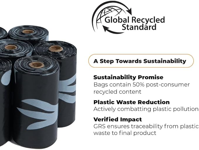 Best Pet Supplies Dog Poop Bags for Waste Refuse Cleanup, Doggy Roll Replacements for Outdoor Puppy Walking and Travel, Leak Proof and Tear Resistant, Thick Plastic - Black (Unscented), 150 Bags