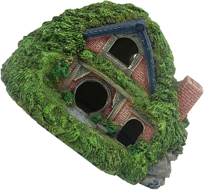 Toddmomy Small Resin Aquarium House Cave Fish Hideout Ornament | Roman Column Ruins Design, Emerald Castle Charm, Secure Refuge Hiding and Swimming Spaces, Easy Installation