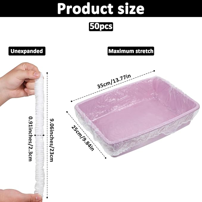 Qianyu 50 PCS Small Animal Cage Liners Disposable Rabbit Bedding & Litter Box Liners Toilet Plastic Film Pan Bags for Bunny Cat Guinea Pig Bird Hamster Chinchilla