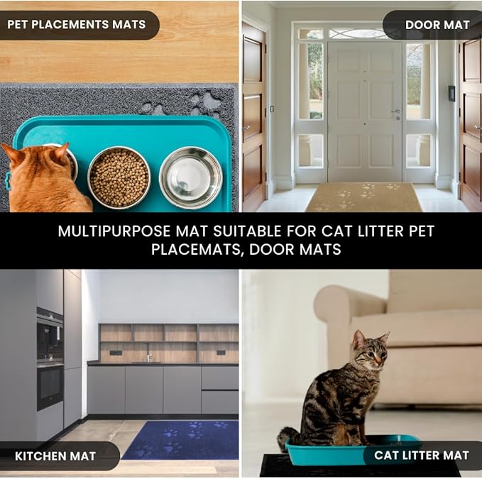 Andalus Small Cat Litter Mat, Pack of 2 - Waterproof, Non-Slip & Easy to Clean Cat Litter Box Mat for Extra Efficient Pet Litter-Trapping, Black (15.75” X 11.75”)