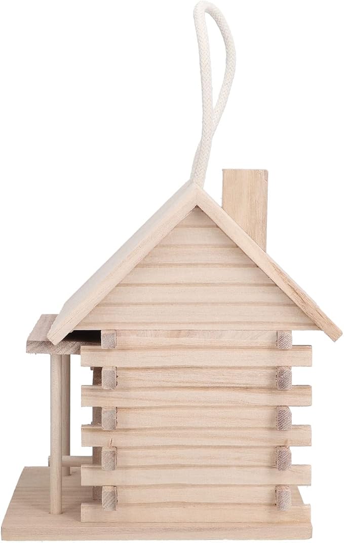Wooden Birdhouse, Unpainted Bird Nest DIY Kit Paint Hanging Mini Bird Houses for Outside DIY Crafts Indoor Outdoor Nesting Box Garden Decoration