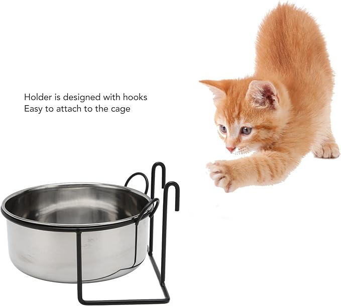 GOTOTOP Stainless Steel Coop Cup, Hanging Pet Bowl Food Water Feeder with Hook for Dogs Cats Birds Rabbits in Crate Cage Kennel