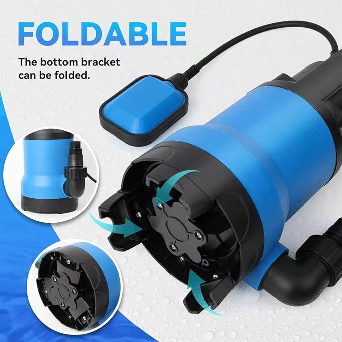 KLABB 1.5HP Submersible Sump Pump, 4500GPH with 25ft Cord | Portable Water Removal Pump, for Basement, Pool, Hot Tub & Pond, Handles Clean & Light Debris Water