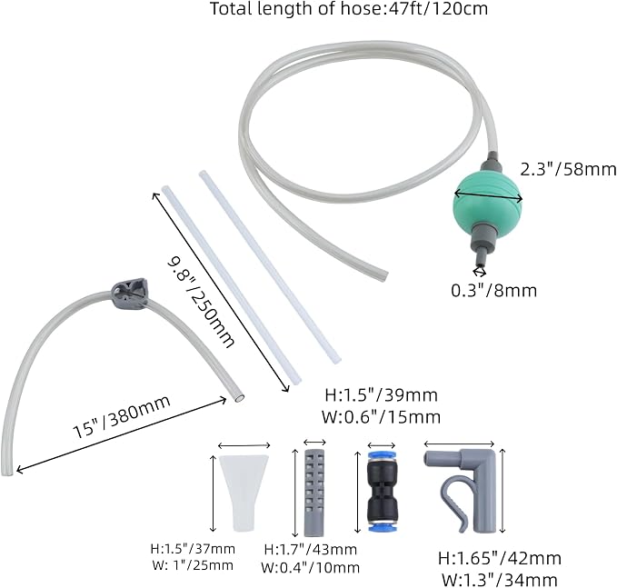 1 Sets Aquarium Siphon Water Changer, 6.4 Ft/77" Gravel Vacuum for Aquarium, Fish Tank Gravel Cleaner with Long Nozzle for Changing Water (Green)