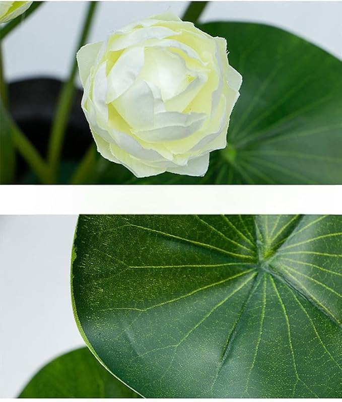 17" Artificial Flower Water Lily,Water Lily Plants for Ponds Small,Silk Flowers Plastic Flowers Lotus for Fish Tank Decoration Home Garden Wedding Arrangement Decor (3, White)