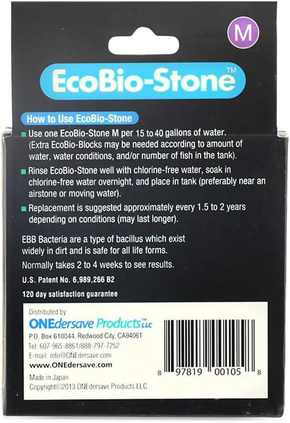 EcoBio-Block Aquarium Water Clarifier (Medium, 15–40 gal) | Volcanic Rock — Lasts Up to 2 Years — No Weekly Additives — Long-Term Water Balance — Safe for Fish, Shrimp, Frogs & Turtles