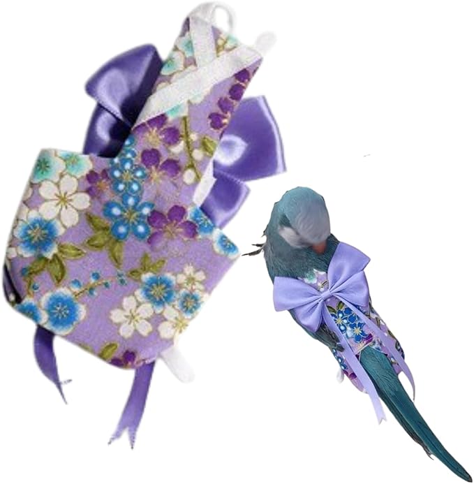 Bird Diaper Parrot Washable Diapers, Parrot Flight Suit, Reusable Nappies for Parakeet Cockatiel Mini Macaw Budgie Conure Lovebird (Purple,XS)