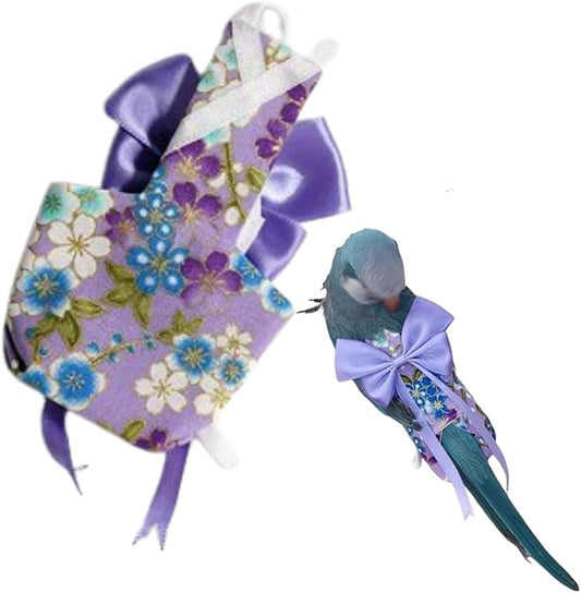Bird Diaper Parrot Washable Diapers, Parrot Flight Suit, Reusable Nappies for Parakeet Cockatiel Mini Macaw Budgie Conure Lovebird (Purple,Sulphur-Crested Cockatoo)