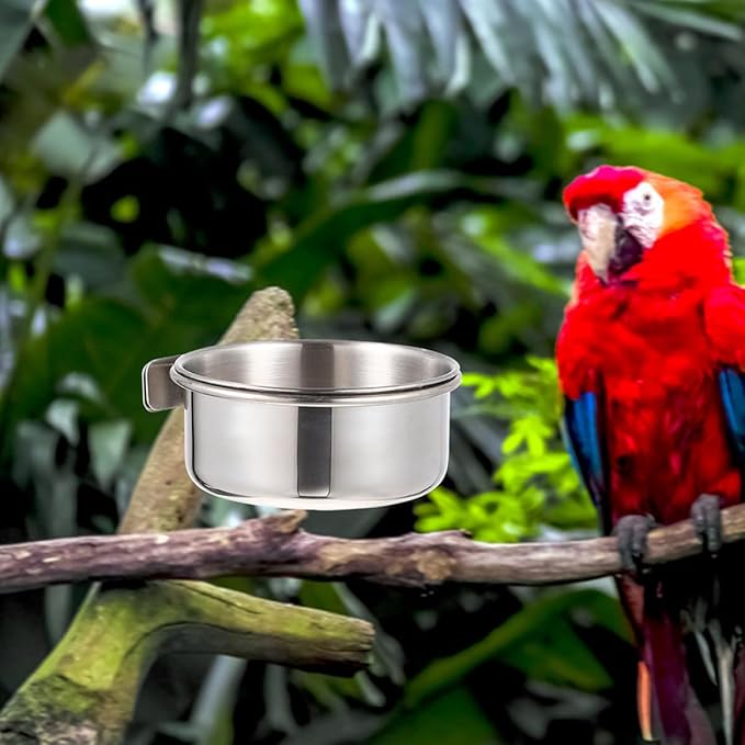 4pcs Stainless Steel Bird Bowls for Cage Feeding, 10cm Small Pet Food and Water Dishes, Sturdy Coop Cups for Parakeets, Small Parrots, and Small Birds