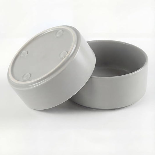 Ceramic Dog Bowl for Food and Water - Pet Feeder Bowl for Small Dogs and Cats - Heavy Ceramic Feeding Dish with Non Slip Base - Dishwasher & Microwave Safe - Set of 2 Bowls - 5Inch/1.4 Cups - Gray